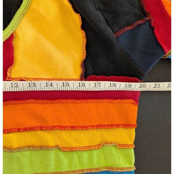 Topaz Pullover Size XL Colorblock Patchwork Nepal Bell Sleeve V-Neck Top - Picture 6 of 7